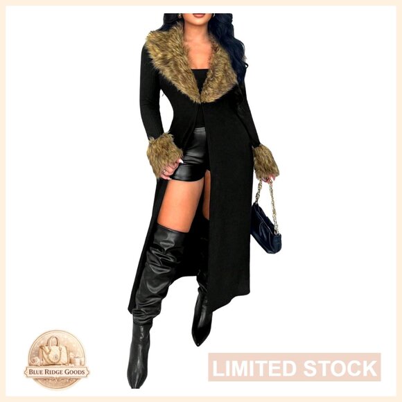 Fuzzy Open Front Long Cardigan Sweater Oversized Chic Fall Winter Outerwear Coat